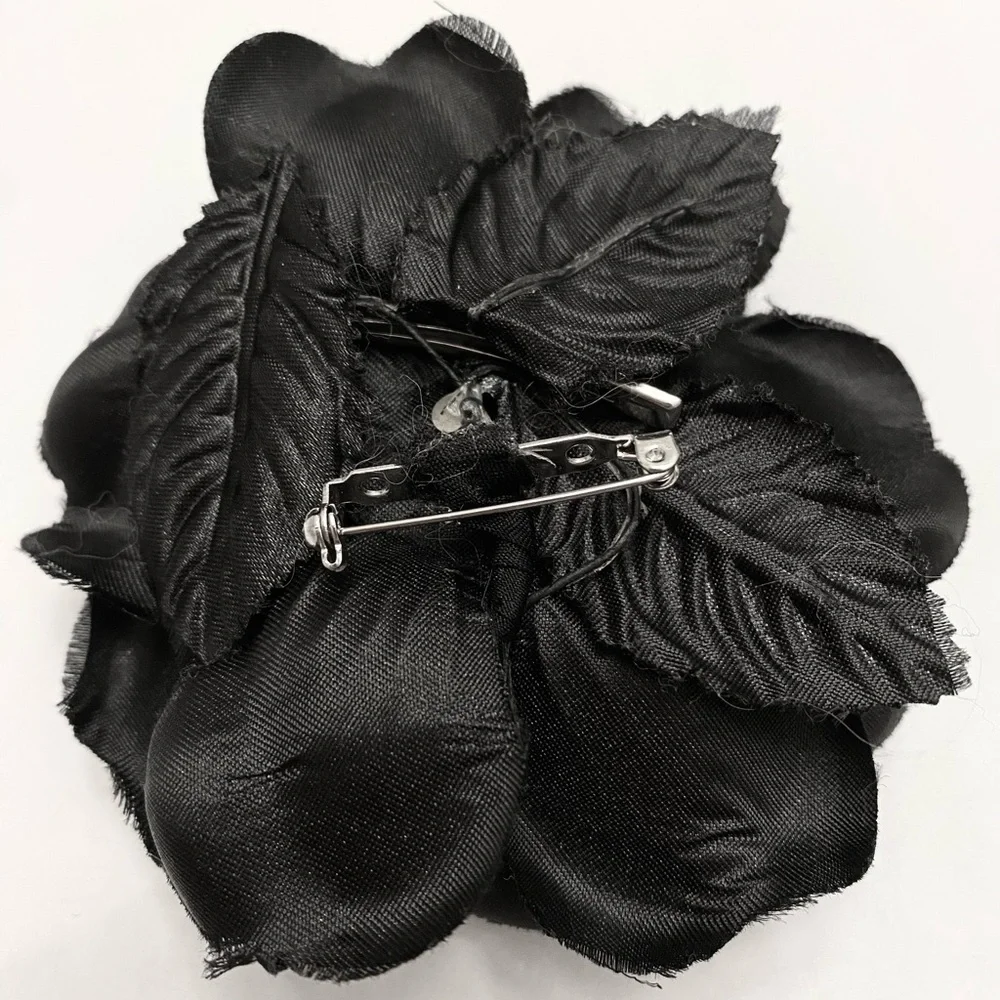 Black Flower Dark Romantic Elegant Boho Layered Petals Versatile Hair Clip & Pin